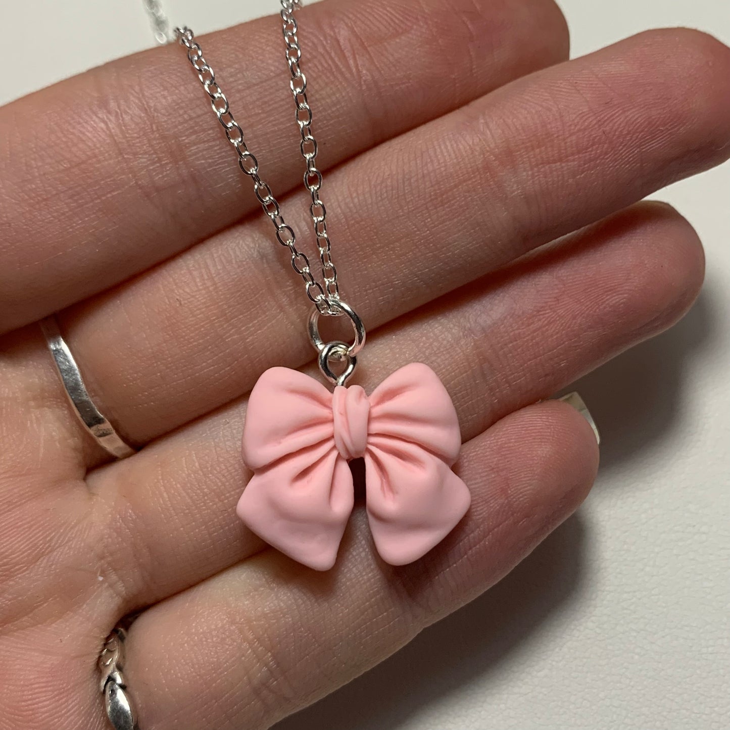 Pink Bow Necklace