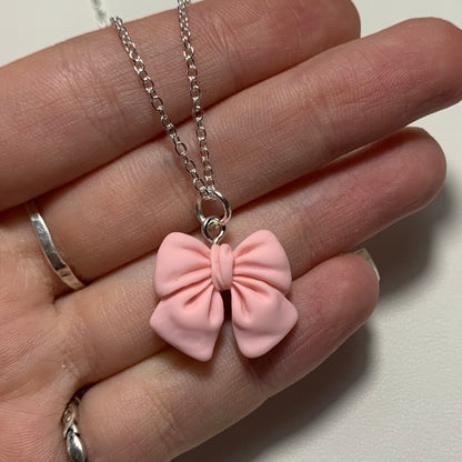 Pink Bow Necklace